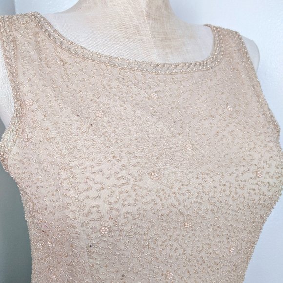 Vintage 90s Cream Beaded Two Piece Tank Top And Evening Jacket Set - Picture 5 of 15